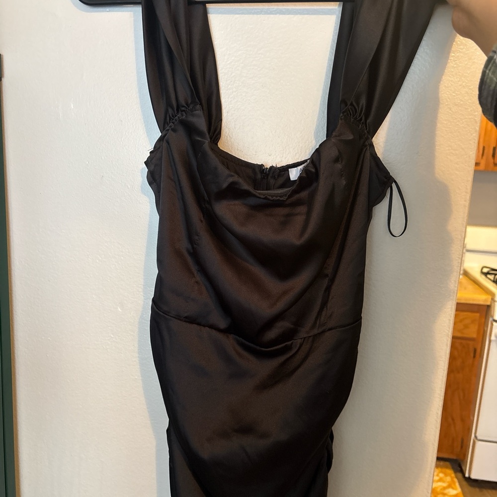 AREA Black Satin Dress